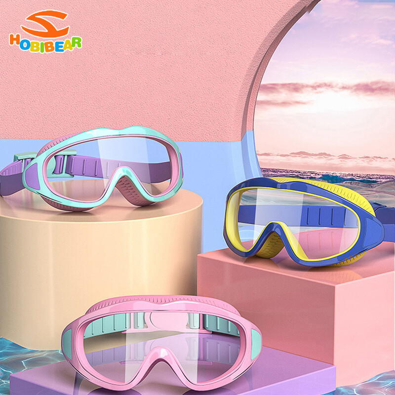 HOBIBEAR Children's swimming goggles Waterproof and anti-fog swimming goggles Large frame diving goggles Professional swimming goggles