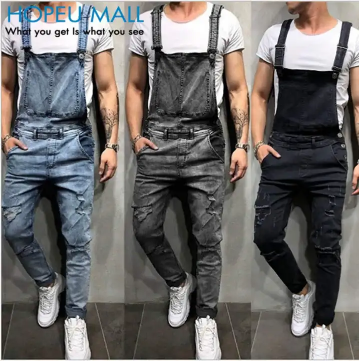 mens jean overall jumper