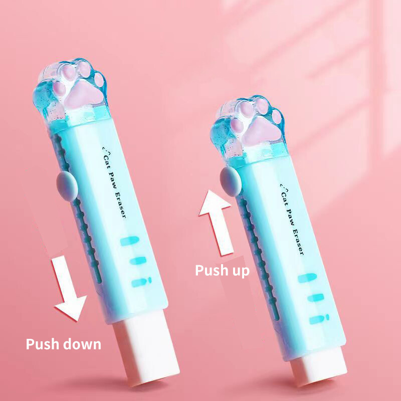 【YIDEA HONGKONG】Cat Paw Shaped Retractable Erasers Cute Rubber for Kids Push-Pull Rubber Eraser for Students Writing