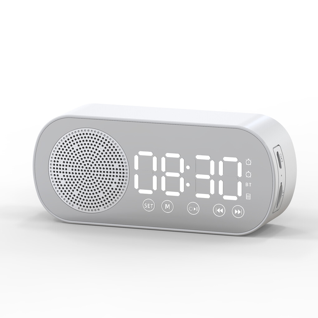 Digital Alarm Clock Mirror Surface Button Operation Bluetooth-compatible 5.0 Speaker Wireless MP3 Player Household Supplies