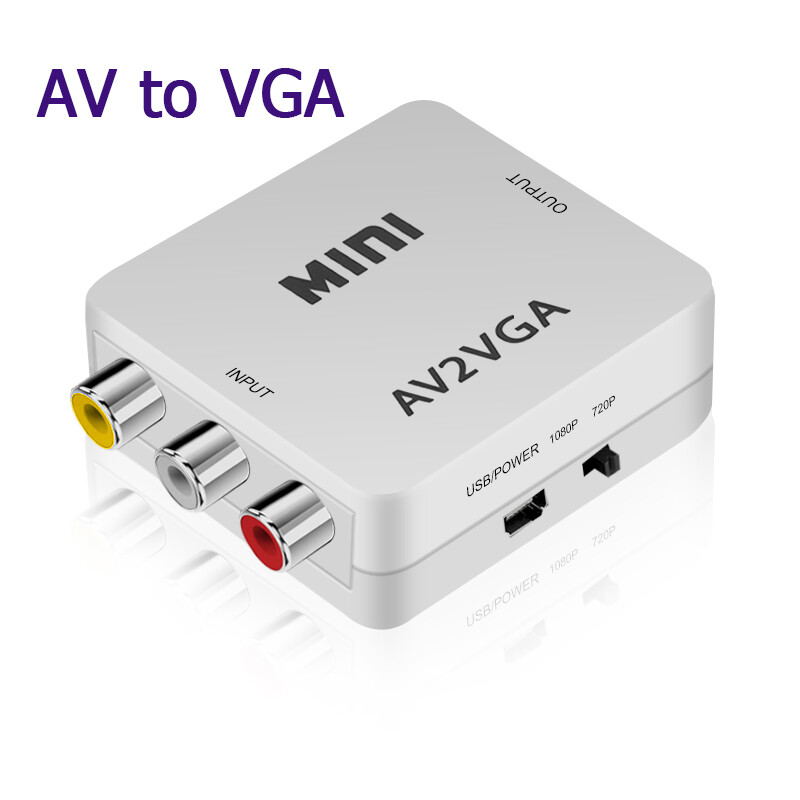 Kebidumei VGA to AV Converter HD VGA2AV/CVBS to AV RCA Audio 1080P Mini Convert Adapter For PC to TV HD Computer Transmit Adaptor