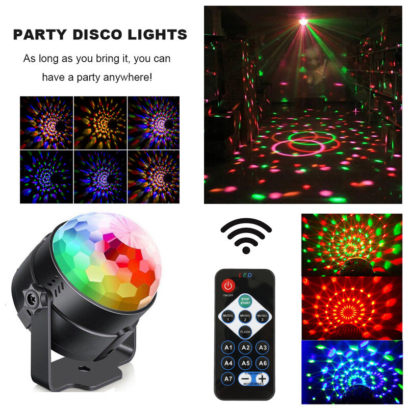 Đèn LED Sân Khấu Quả Cầu Ma Thuật Trang Trí Tiệc Disco Xoay RGB Câu Lạc Bộ Với Đèn Từ Xa Bóng Ma Thuật Đèn Led Sân Khấu