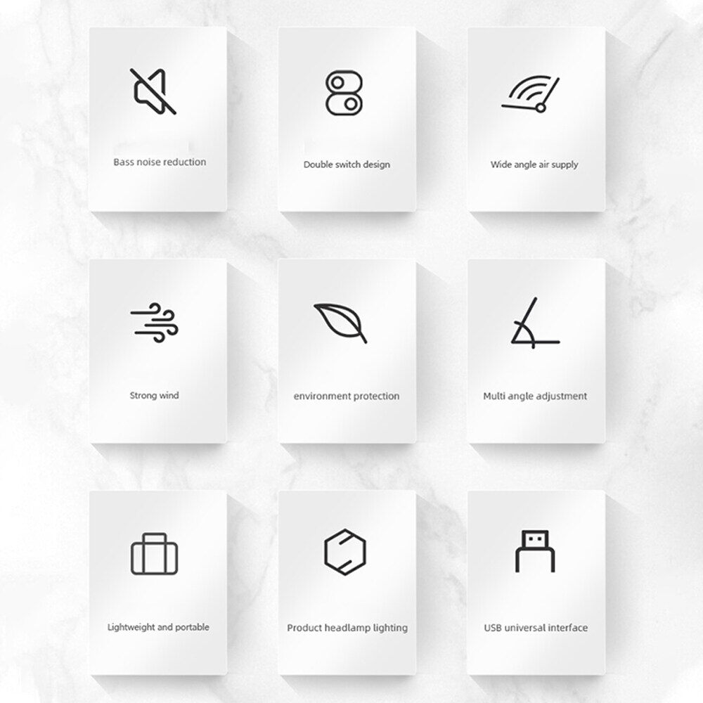 Podofo พัดลม USB พัดลมในรถยนต์หัวคู่360องศาพัดลมระบายความร้อนแอร์รถ ...