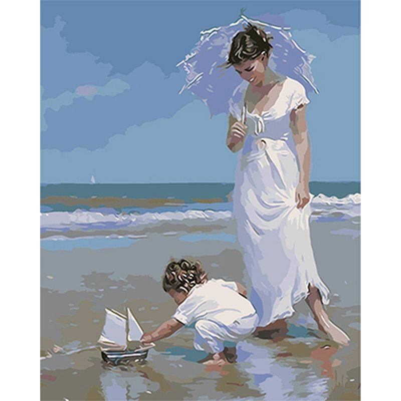 PhotoCustom Customized Painting By Numbers Handmade Picture Drawing Passerby Holding An Umbrella Picture Home Decoration