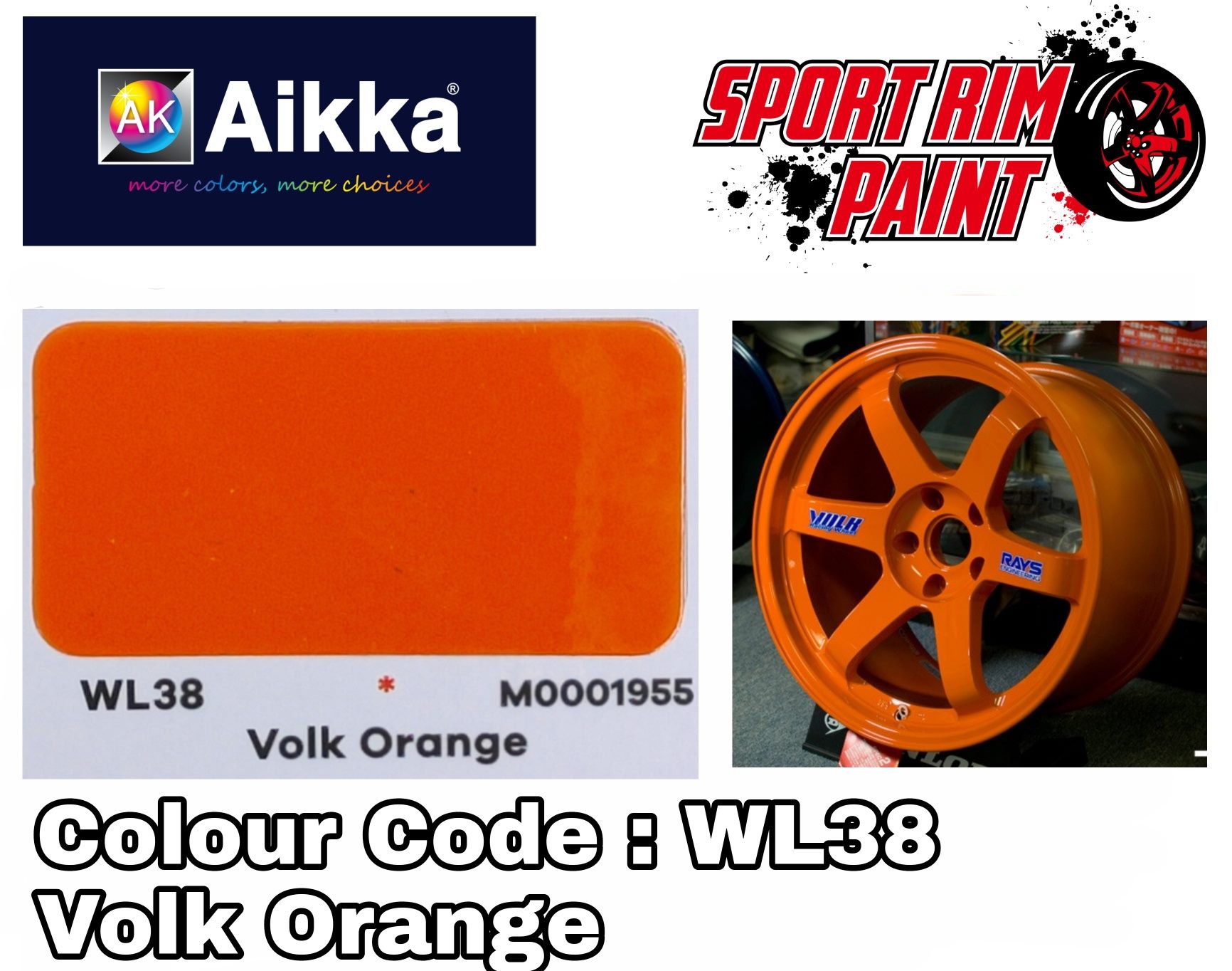 [AIKKA Sport Rim Paint WL38 Volk Orange] Sport Rim Touch Up/ Respray ...