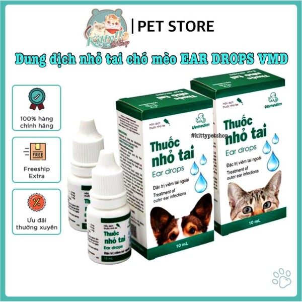 Dung dịch nhỏ tai Ear Drops Vemedim - nhỏ tai trị viêm tai ngoài trên chó mèo - Kitty Pet Shop
