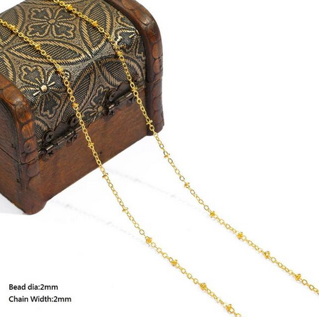 1 Meter/lot Iron Beaded Link Chain O Shape Beads Chains For DIY Necklace Jewelry Making Bracelet Anklet Glasses Chain Supplies