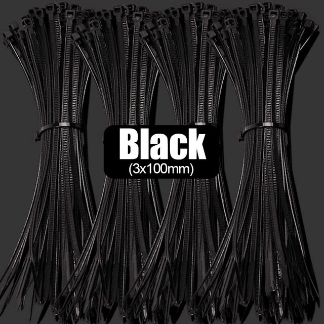 200Pcs Nylon Cable Ties Adjustable Self-locking Cord Ties Straps Fastening Loop Reusable Plastic Wire Ties for Home Office