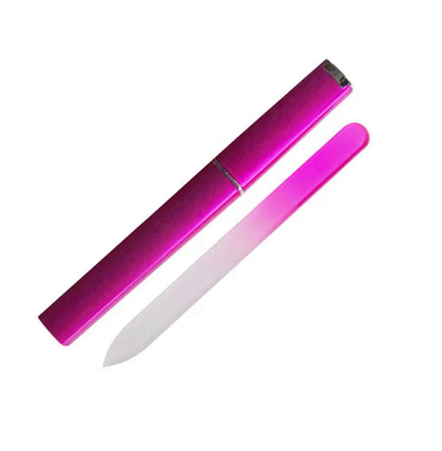 Professional Crystal Glass Nail Files Durable Gradient Double Sided Nail Art Buffer Files With Cases Salon Beauty Tools