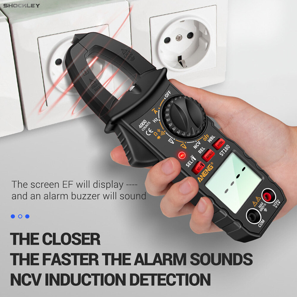 Shockley Digital Clamp Meter Multimeter Tester 4000 Counts Amp Ohm Volt Meter Measures AC Current AC/DC Voltage Capacitance Resistance