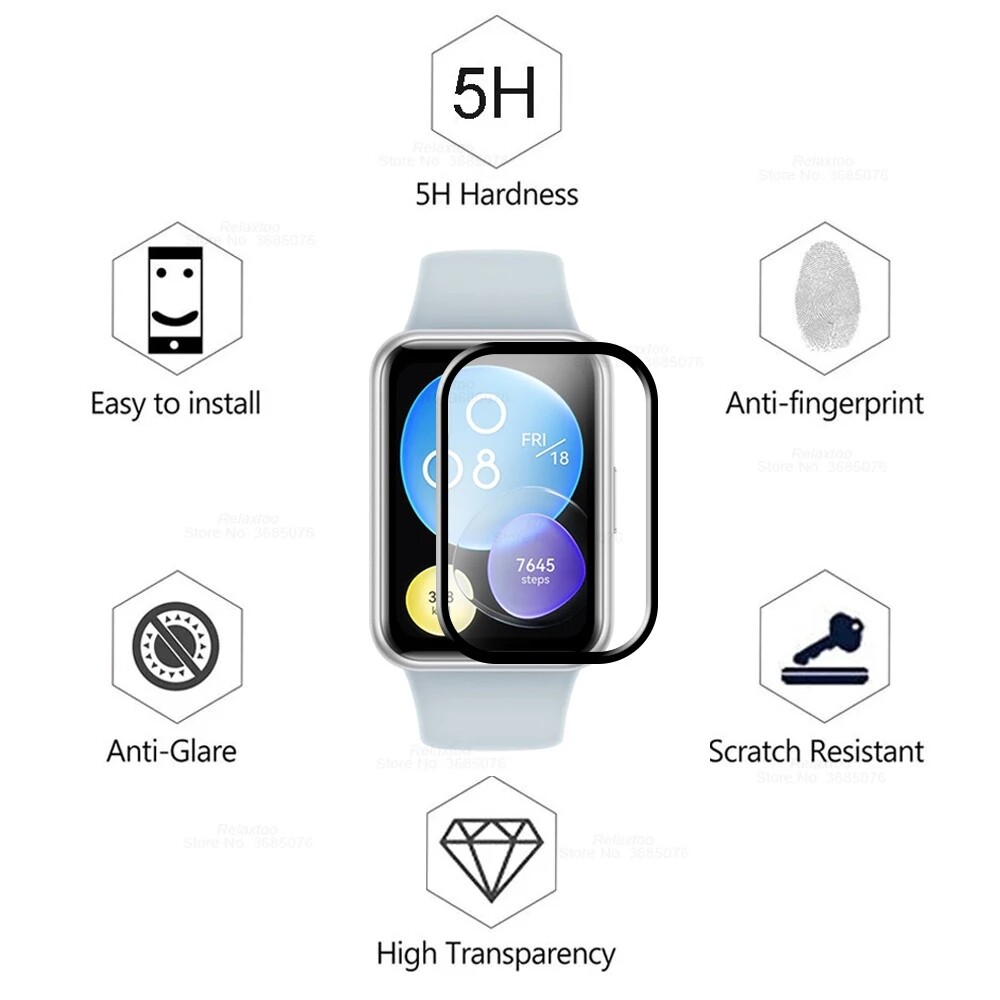Miếng Dán Bảo Vệ Màn Hình HD Viền Cong PMMA 3D Cho Huawei Watch Fit 2
