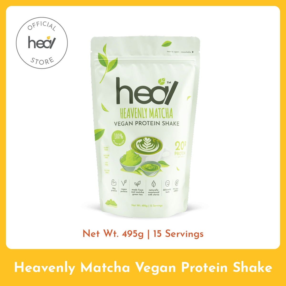 Heal Protein Shake Powder 15 Servings Pack HALAL (Whey Protein/Pea