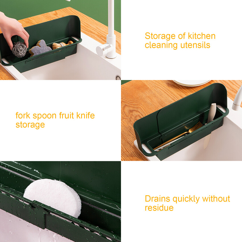 Multi-Function Sink Flip Shelf Anti-Splash Retractable Storage Drain Basket Kitchen Sink Sink Shelf
