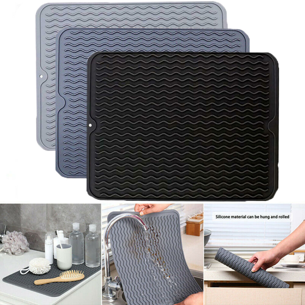 MINBAOYU196810 Foldable Dish Holder Wave Draining Pad Heat Insulation Pad Silicone Drying Mat Placemat Table Mat