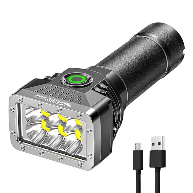 6 đèn pin led có thể sạc lại 200000lm ban đầu dẫn có thể sạc lại đèn pin công suất cao không thấm nước tầm xa đèn pin mini đèn pin cắm trại ngoài trời đi bộ đường dài du lịch đèn pin siêu đèn flash sáng ánh sáng đèn led đèn khẩn cấp