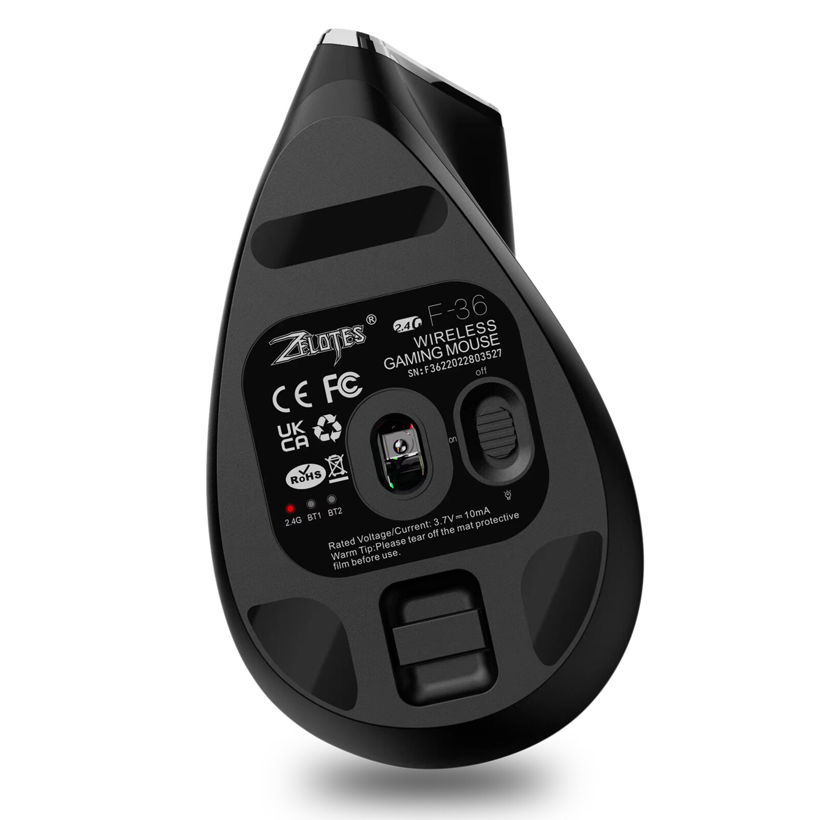 ZELOTES Chuột Bluetooth F-36 G Dọc Không Dây 2.4 Chuột Chơi Game 5 DPI Lập Trình 8 Phím Có Đèn Đủ Màu Tích Hợp Pin Lithium 730Mah Màu Đen