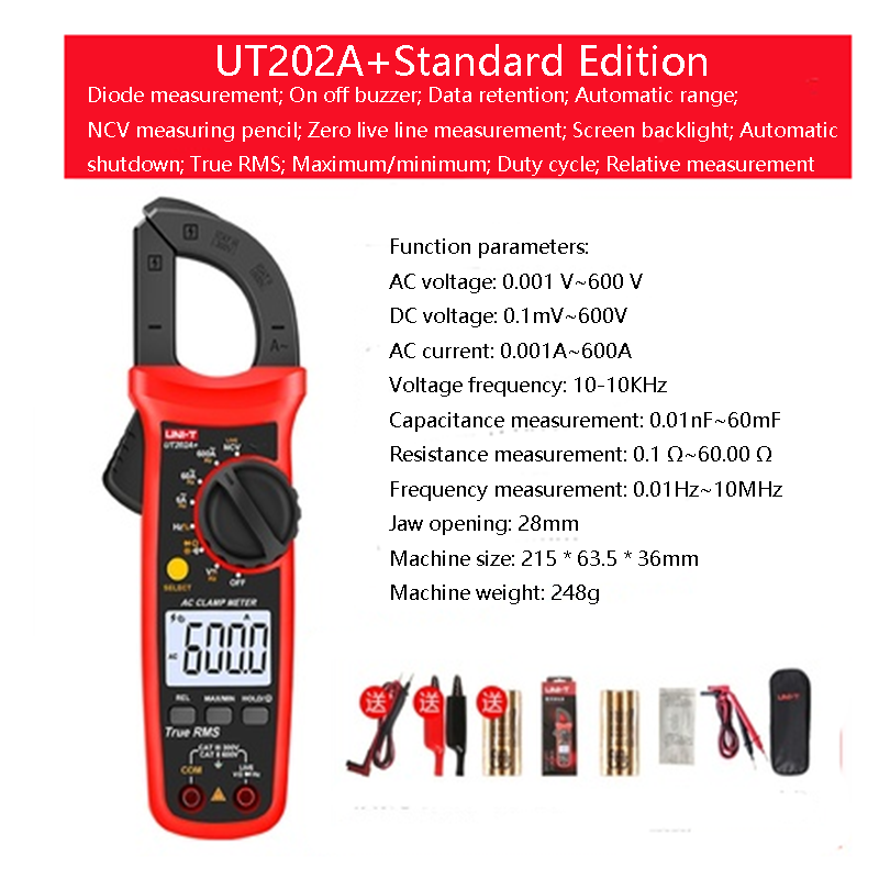 UT201 digital AC/DC current meter clamp type clamp current universal
