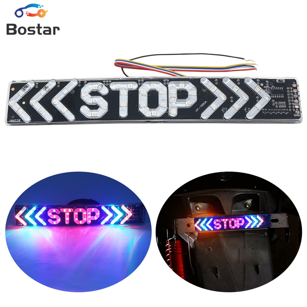 LED 12V Motorcycle Tail Light STOP Flash Light Motor Indicator Brake Turn Signal Driving Warning Lamp