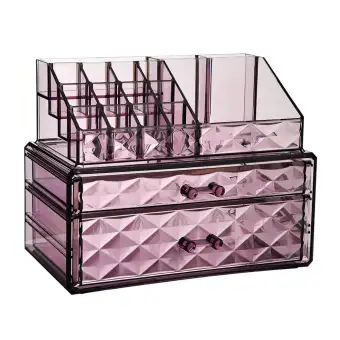 Aolvo Jewelry And Cosmetic Boxes With Brush Holder Diamond Pattern