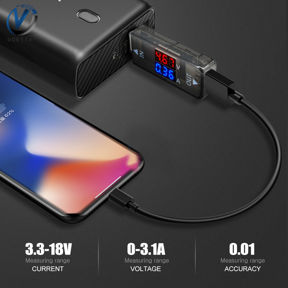 【NEW】VOKTTA Đồng Hồ Đo Điện Áp Và Dòng Điện Led USB Dòng Điện Một Chiều Vôn Kế Hiển Thị Kỹ Thuật Số Dc3 2-10V Đồng Hồ Đo Dòng Điện 0-3A
