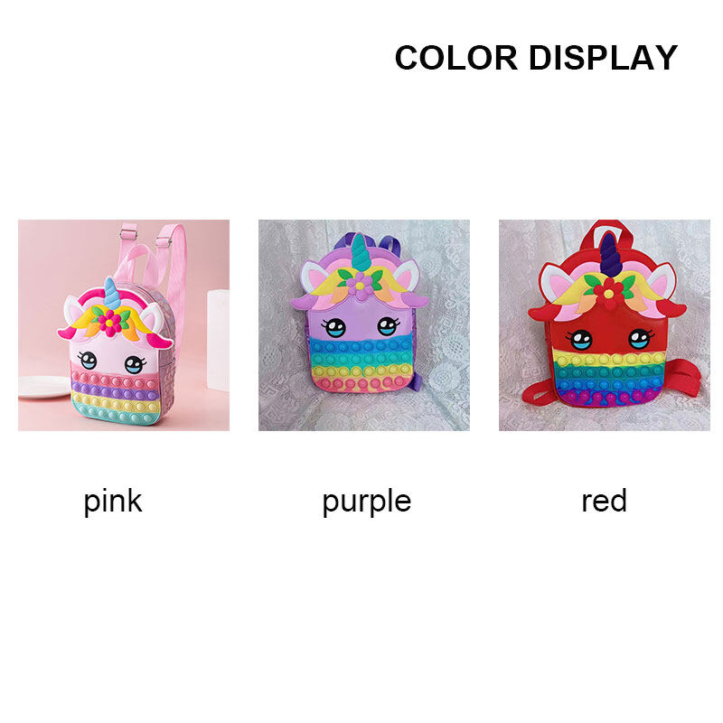 HS Children unicorn backpack rat killing backpack decompression toy bag silicone bag