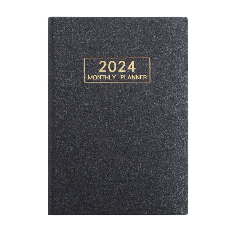 A5 Pearlescent Cover Schedule Book 2024 Plan Book Efficiency Manual Monthly Plan TO DO Plan Book Notebook Diary Book Starlight/cloth pattern Dark School Office Stationery Gift