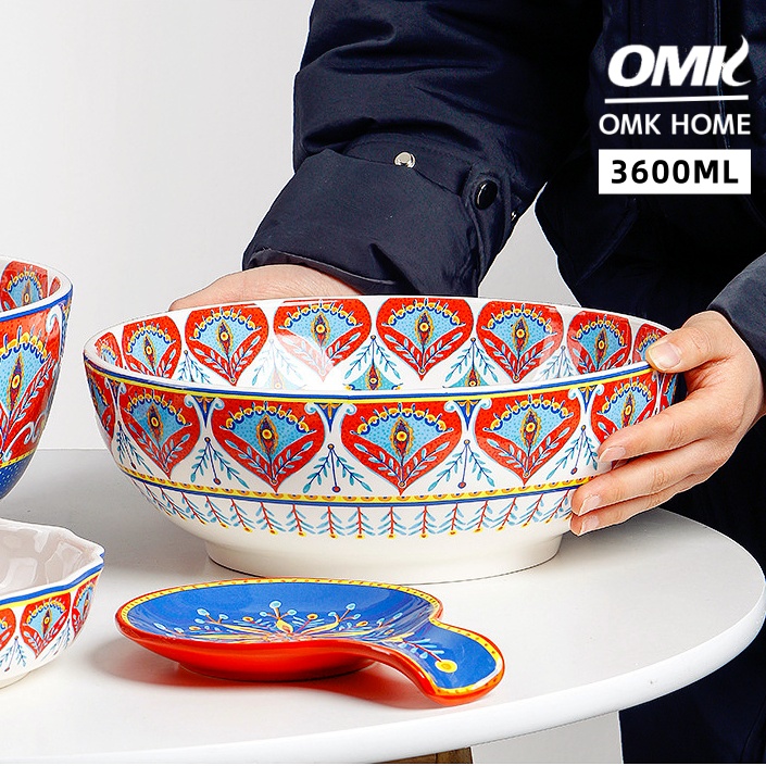 OMK Red Turkey series Ceramic 3600ML Serving Bowls Fruit salad bowl