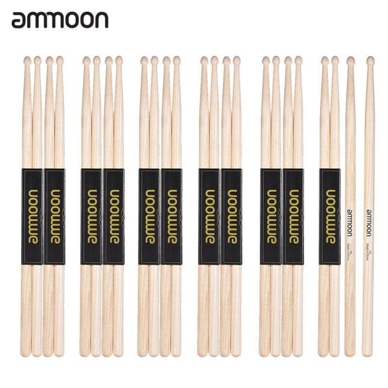 Ammoon 12 Cặp Dùi Trống Bằng Gỗ 7A Gậy Gỗ Fraxinus Mandshulica Bộ Trống Phụ Kiện