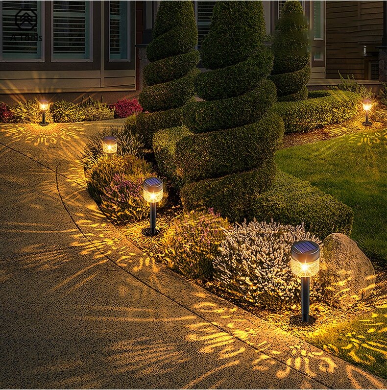 Led solar lawn light outdoor park villa landscape light decorative light hollow light solar ground light