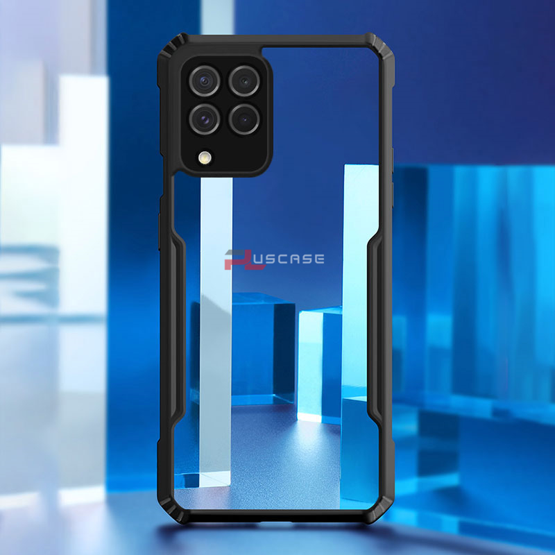 PlusCase for Samsung Galaxy M62 Case Air Cushion Hard Crystal Clear Back Soft Border Shockproof Full Protection Phone Casing