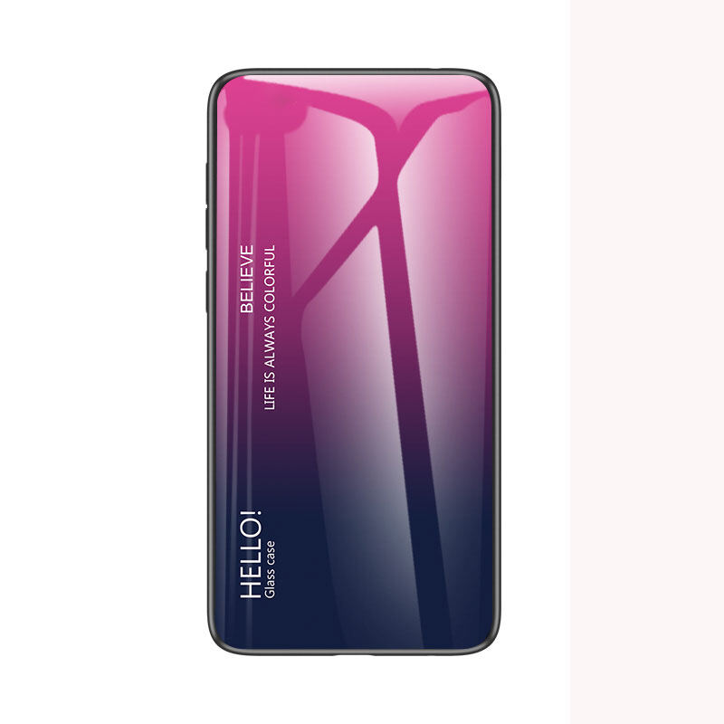 Huawei Honor V10 Case Honor V10 Tempered Glass Hard Case Color Gradient Shockproof Phone Back Cover Casing