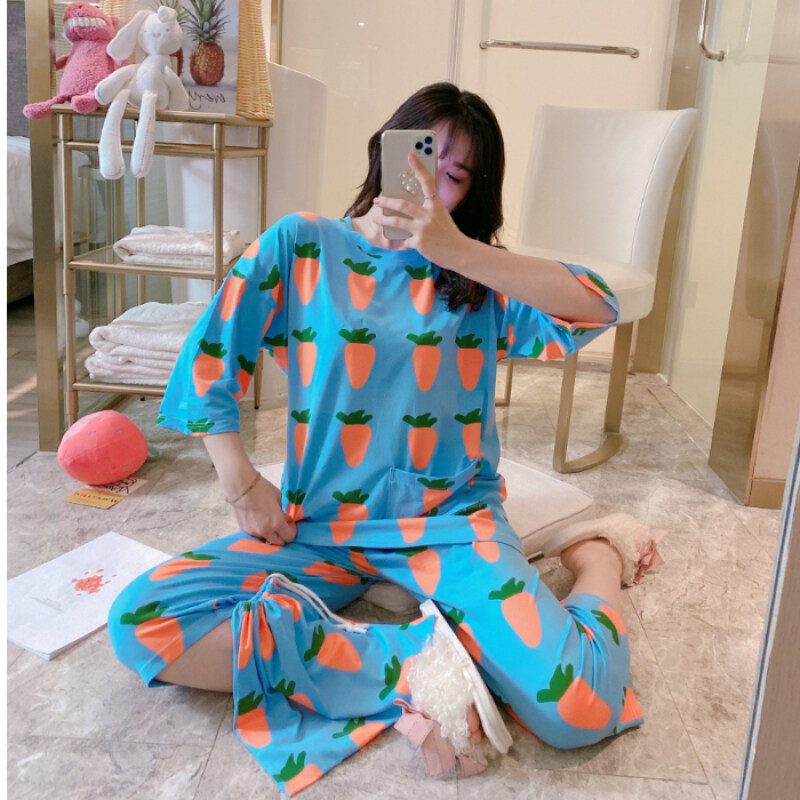 Nơi bán 2020 Bộ Đồ Ngủ Mùa Hè Thiết Lập Dễ Thương In Hình Giáng Sinh Tay Áo Dài Quần Áo Ngủ Mỏng Mềm Giải Trí Cô Gái Áo Ngủ Home Quần Áo M-2XL
