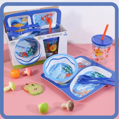 Ocean Animals Design Kids Tableware 5in1 Set Children Gift Set Ocean Animals Plate