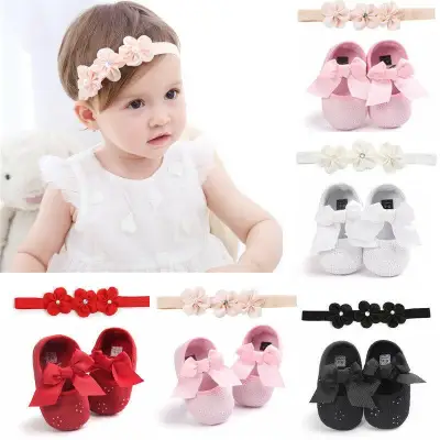 Newborn Baby Girls Bow Princess Shoes Anti-slip Soft Sole Crib Sneaker Prewalker