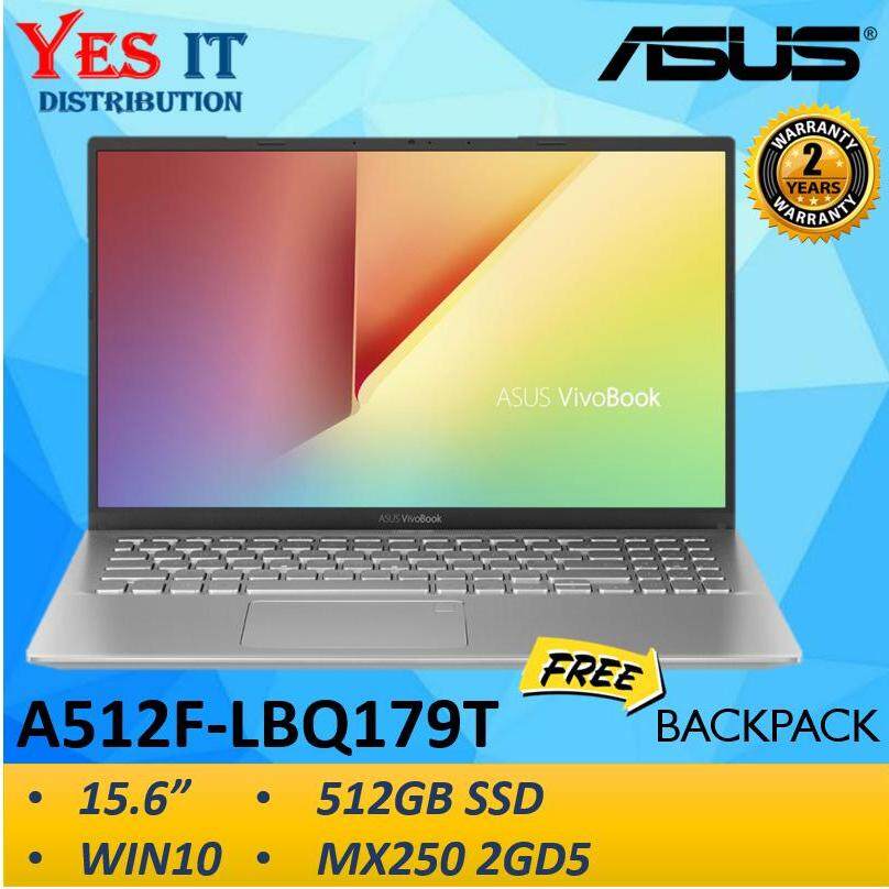Asus Vivobook A512F-LBQ179T 15.6 FHD Laptop Transparent Silver (I5-8265U, 4GB, 512GB SSD, MX250 2GB, W10, 2YW)--FREE ASUS BAG Malaysia