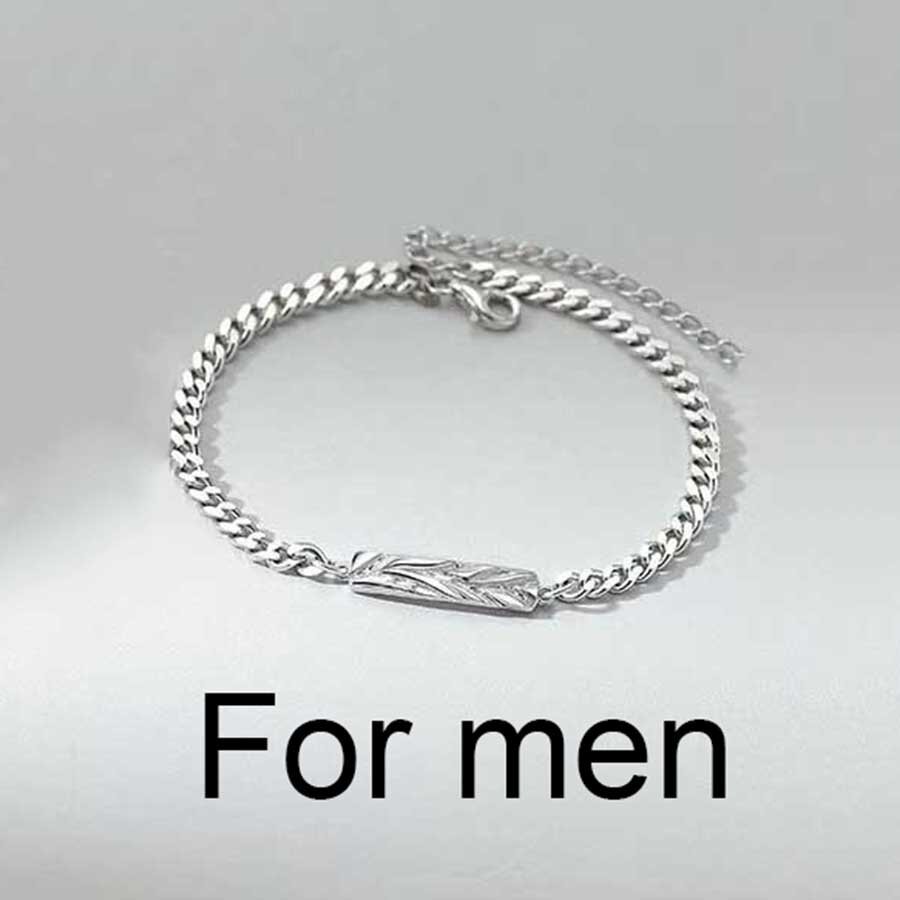 Thanh lịch phong cách đơn giản quên-me-không hoa mặt dây chuyền hình lá Bangles titan bạc thép nam nữ thời trang đôi trang sức vòng đeo tay