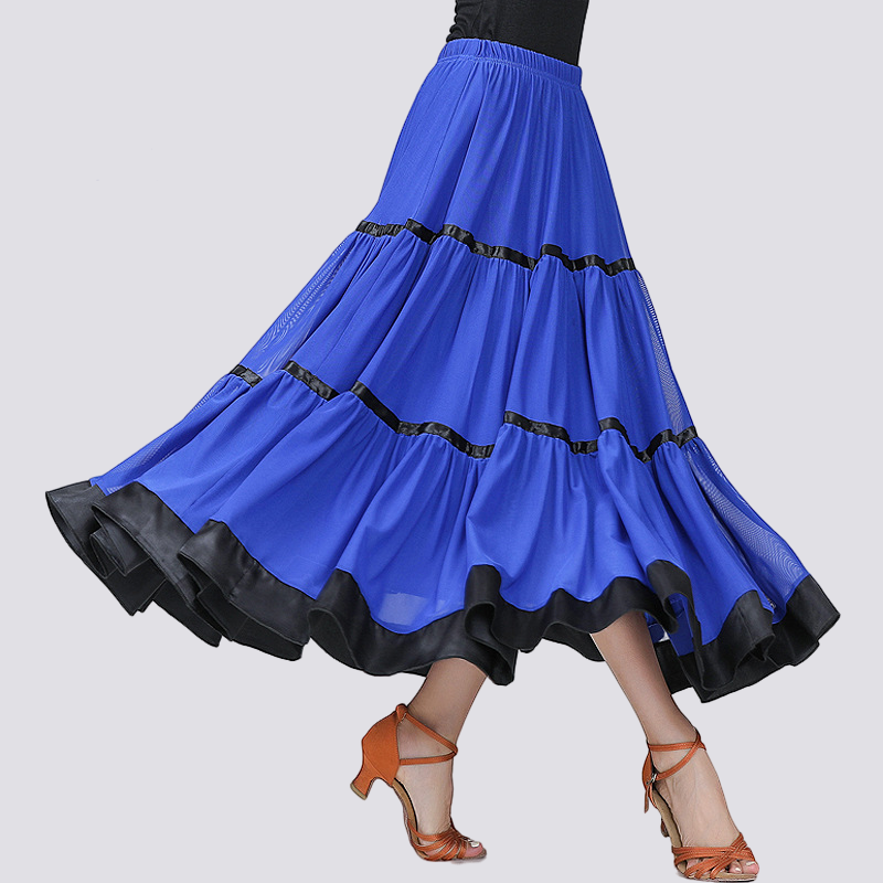 Ballroom dance long skirt square dance performance clothing mesh long skirt bullfight skirt large swing skirt skirt practice suit