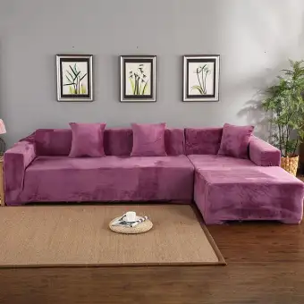 Velvet 2pcs Covers For Corner Sofa Living Room L Shaped Couch