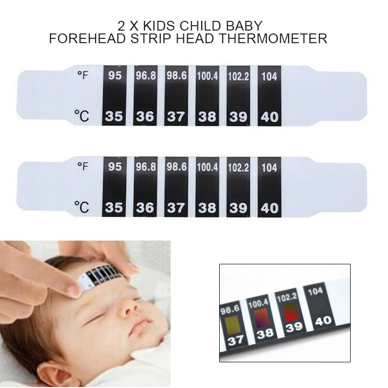 2Pcs Children Kid Parent Forehead Head Thermometer Fever Temperature Test Strip
