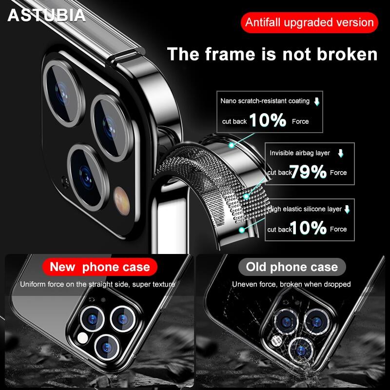 Square Plating Frame Protection Soft Case For iPhone 11 13 14 15 Pro Max 12 Case For iPhone XS Max XR X 7 8 6s SE2 Plus Clear Back Cover
