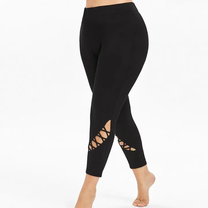 Korean Yoga Pants Running Pants Women Plus Size Mid Waist Solid