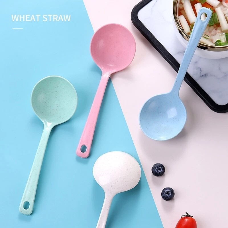 Candy Color Soup Spoon Wheat Stalk Spoon Kitchen Healthy Tableware Dining Table Spoon