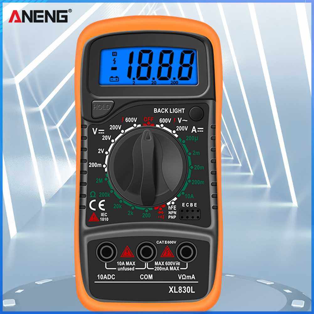 Portable AC/DC Voltage Test Meter LCD Backlight Display Multifunctional Digital Multimeter Tester for Professional Factory School