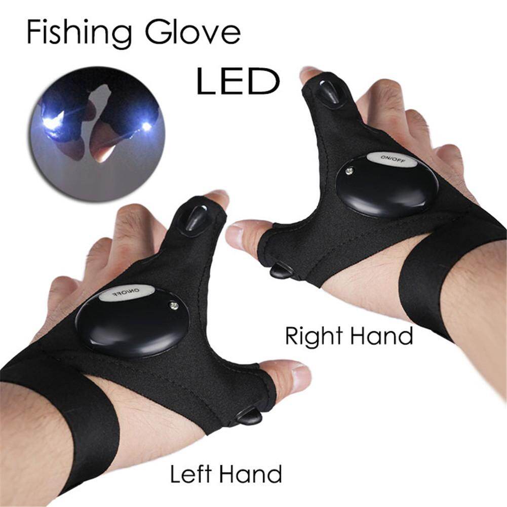 New LED Outdoor Flashlight Fishing Gloves Half-finger Gloves with Light Lighting