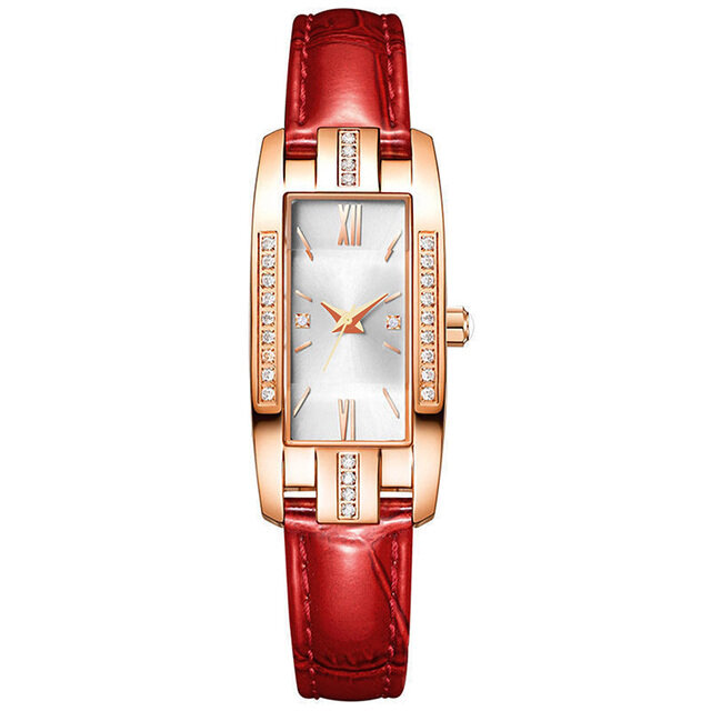 【Fairy Castle】Luxury Women Watches Square Ladies Quartz Watch Green Dial Leather Strap Wrist Watches Luxury Female Quartz Clock