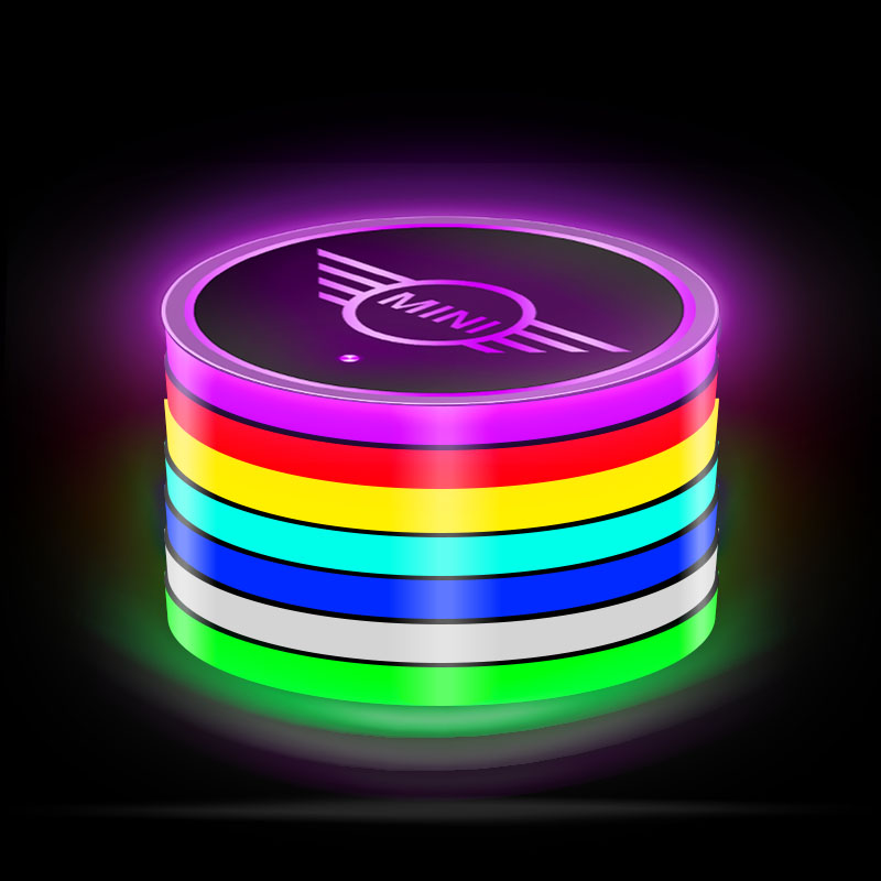 2PCSโลโก้รถอิเล็กทรอนิกส์Luminous Coasterสายชาร์จยูเอสบีแอลอีดีสำหรับ ...