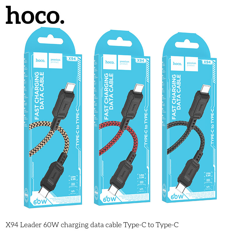 Hoco Original X94 Type-C to Type- C Cable 3A 60W Fast Charging Cable USB Type C for Samsung S10 Xiaomi Mobile Phone USB PD Charger Type-C Cable