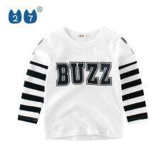 27 Cửa Hàng Trẻ Em Áo Thun Trẻ Em Cho Bé Trai Bé Gái 1-8 Tuổi Vải Cotton Sọc Thoáng Khí Tốt Cổ Tròn Màu Trắng Xanh Dương Cổ Tròn Dài Tay Quần Áo Gia Đình Mùa Xuân Mặc Thường Ngày Thời Trang Mới