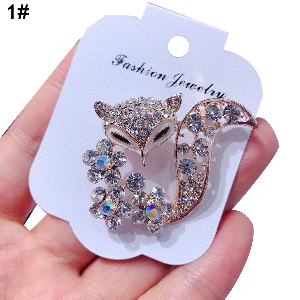 Talent Star Women Rhinestone Inlaid Fox Butterfly Rabbit Animal Brooch Pin Corsage Jewelry