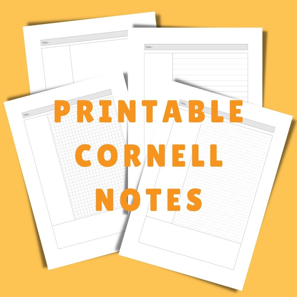 New promo Printable Cornell Notes (4 Pages) Note Taking Paper Note Book ...